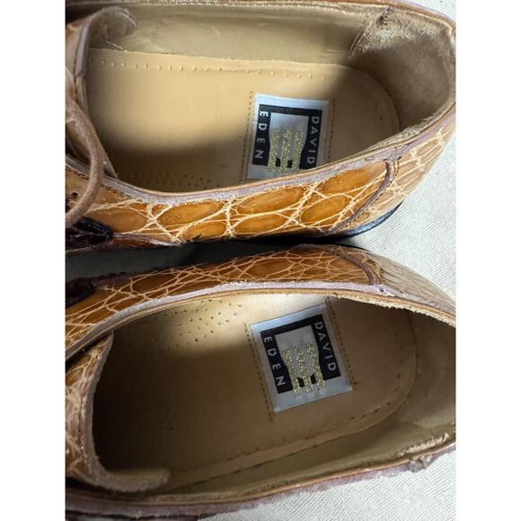 David Eden Shoes Mens Size 9 Brown Atlas Genuine Alligator Lace Up Square Toe main image 7